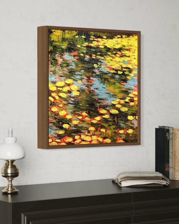 "Nenufares en fondo naranja" Pintura Original