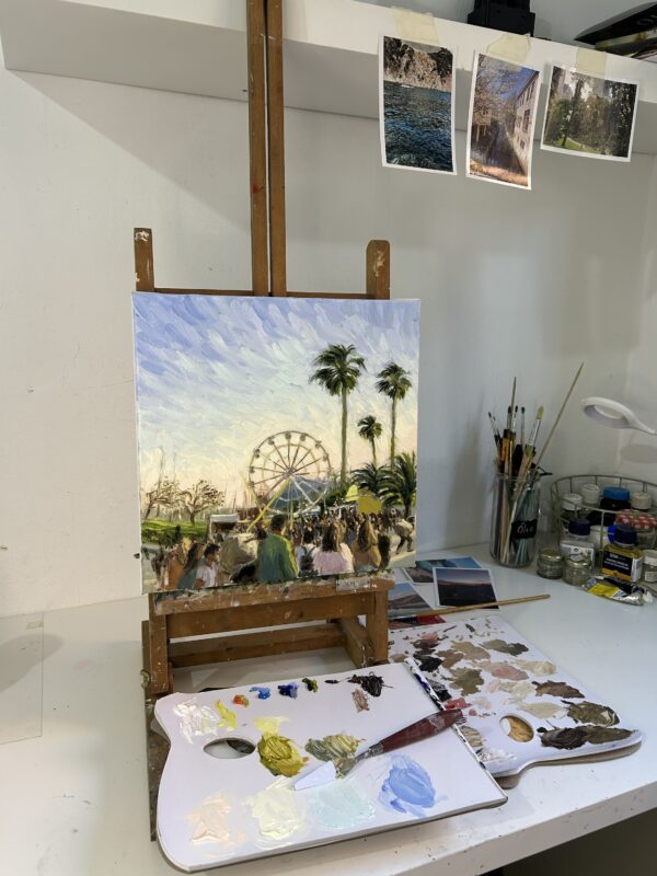 Feria de Barcelona, pintura original sobre lienzo