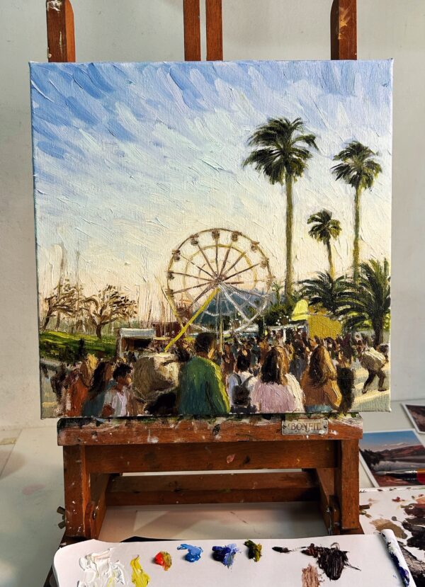 Feria de Barcelona, pintura original sobre lienzo